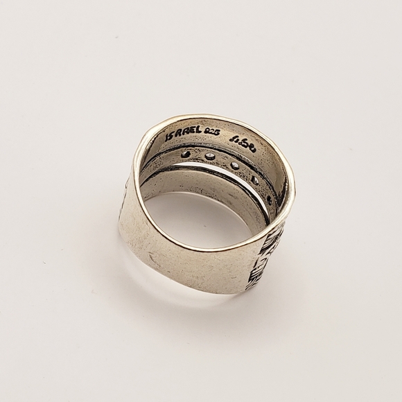 Didae Israel and Artisan 925 Sterling Silver Aqua Accented Wide Band Ring 8.25 - Picture 5 of 14